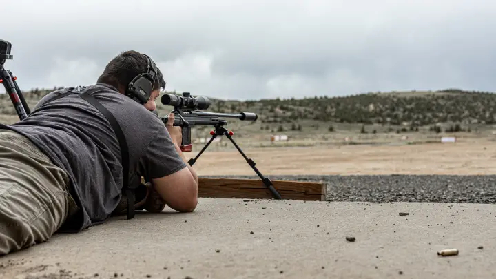 Prone off the bipod, brass on the deck