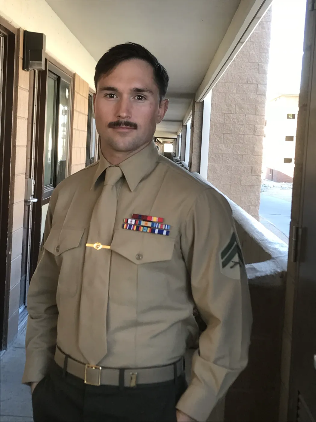 Corporal Ian Miner in his Marine Corps service uniform